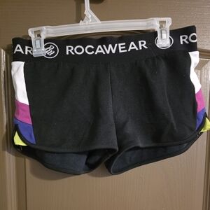 Rocawear Women's Black Shorts with Purple and Yellow Accents